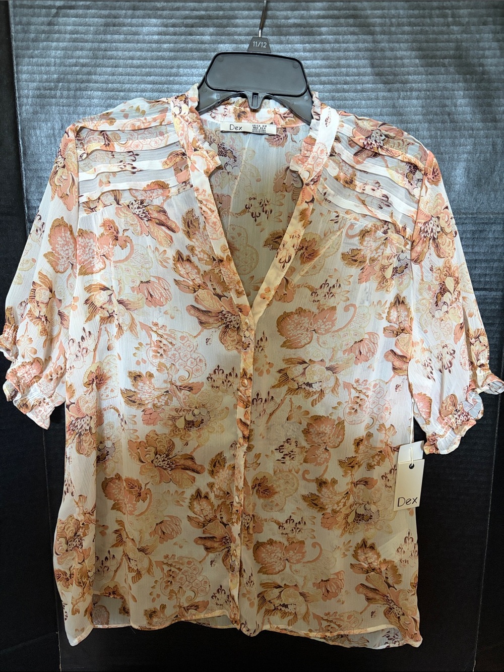 Dex Floral Sheer Button-Up Blouse